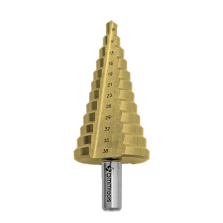 HSS Tapered Step Drill Bit with TIN Coating, Series 1611